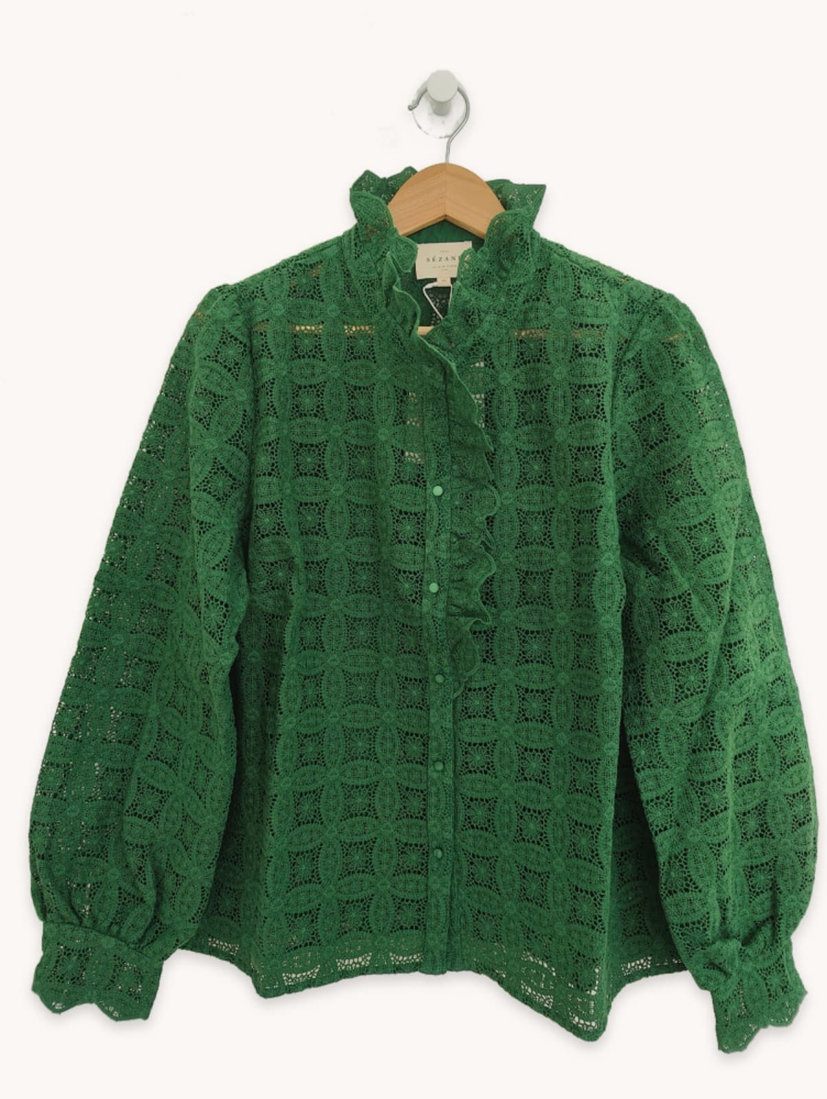 Chemise Sézane en dentelle verte – Taille 44 — photo 1