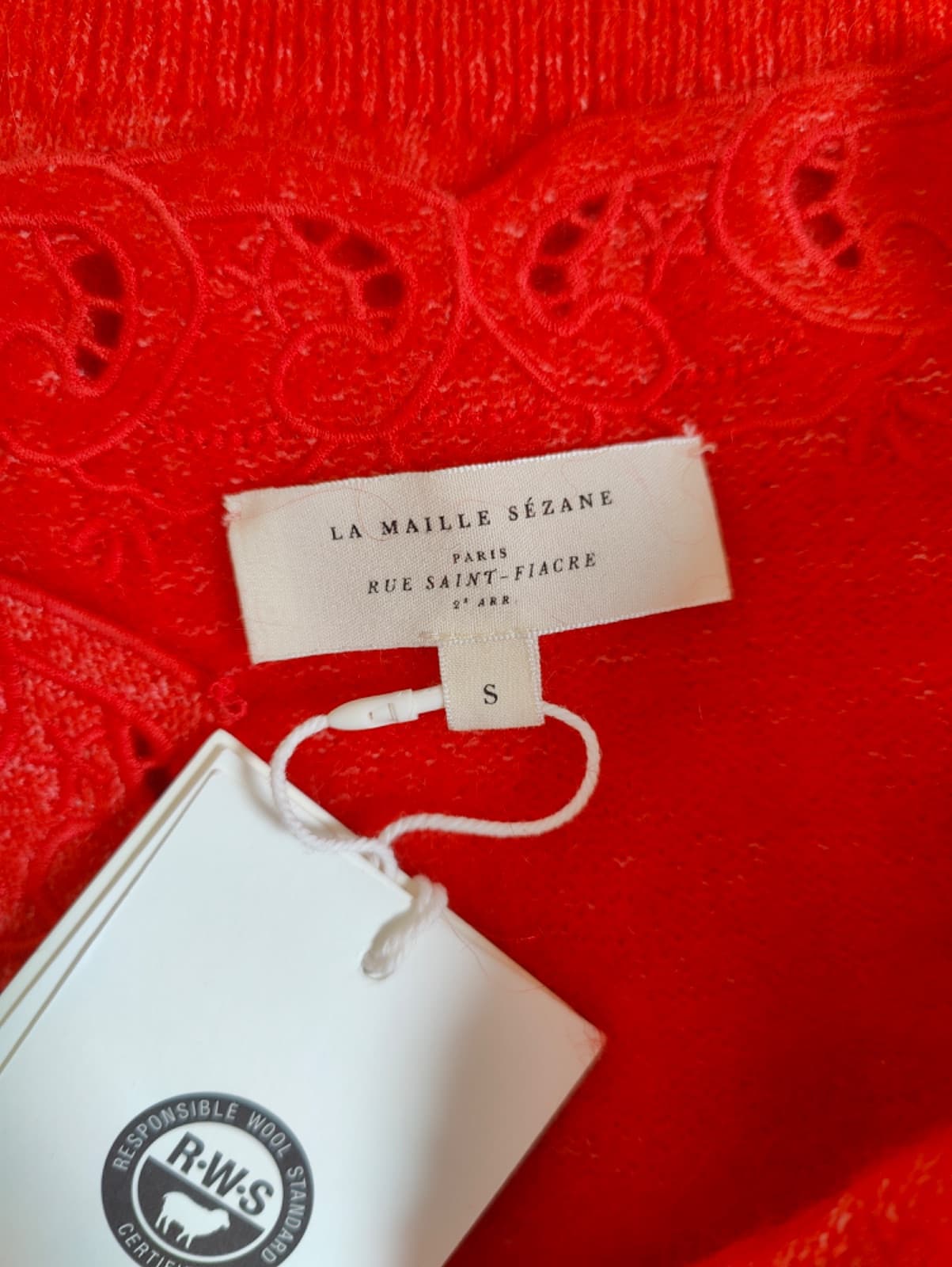 Gilet Sézane rouge en maille ajourée – Taille S — photo 5