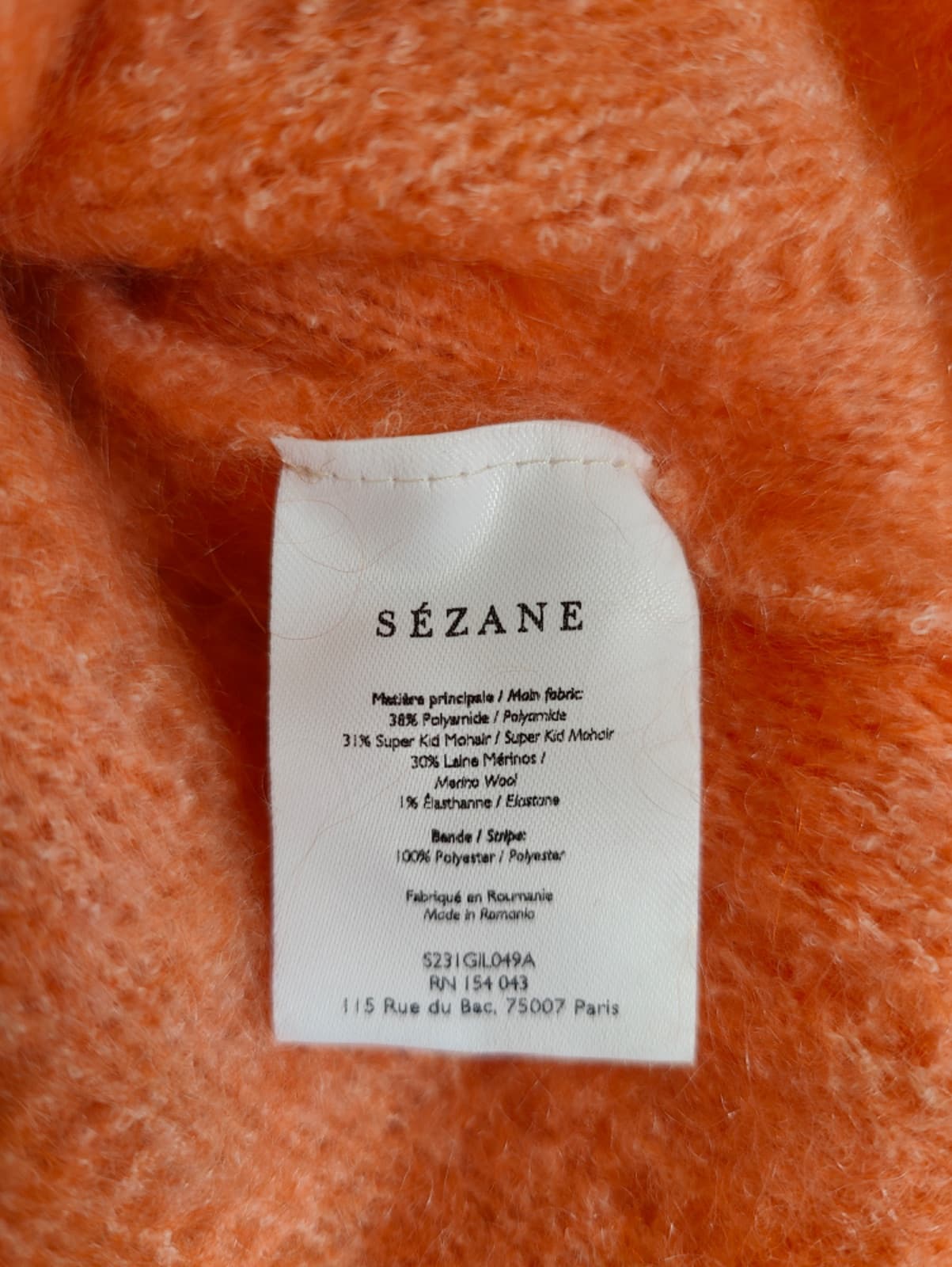 Gilet Sézane en mohair orange – Taille M — photo 6