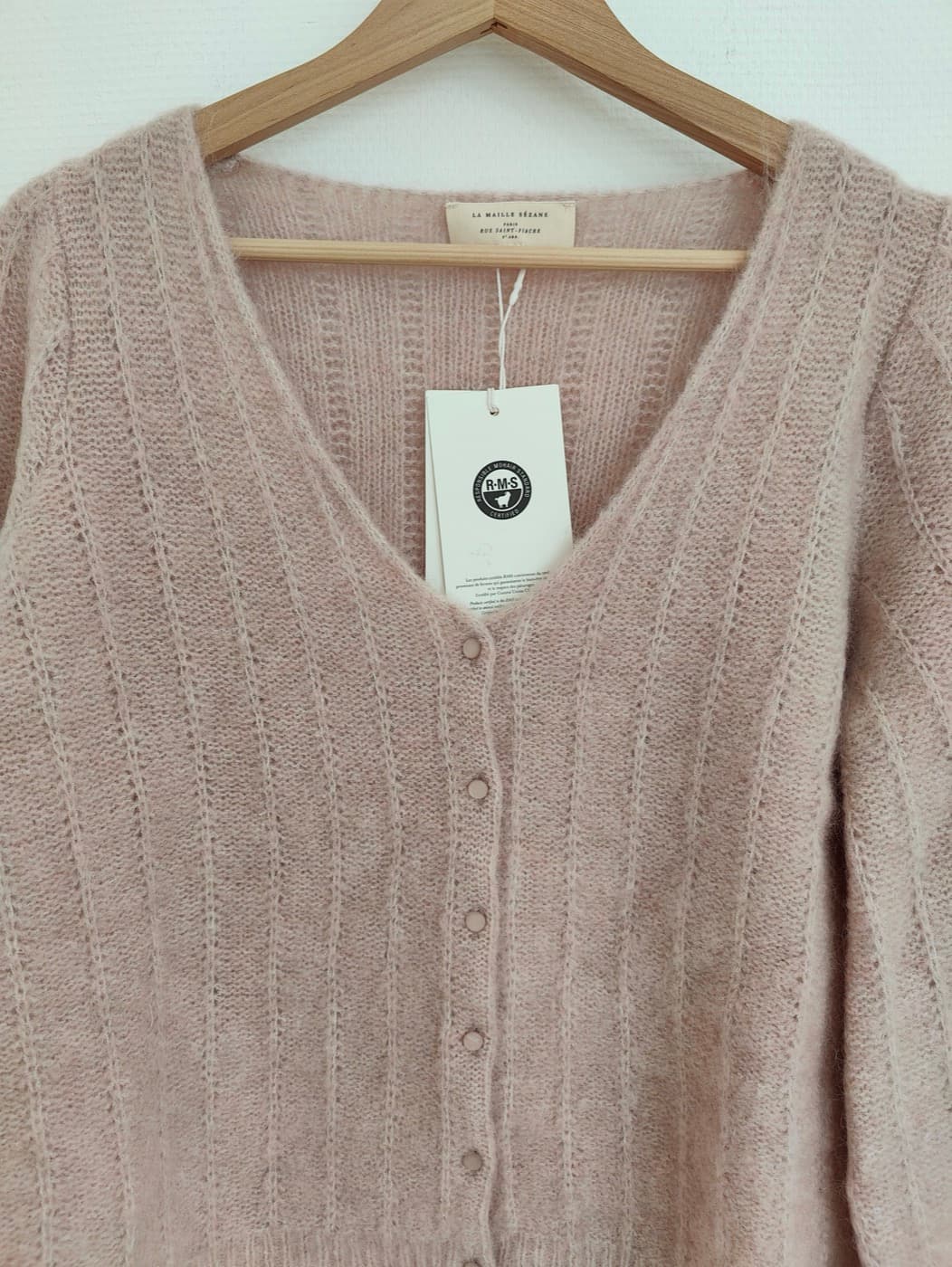 Gilet Sézane en mohair vieux rose – Taille L — photo 2
