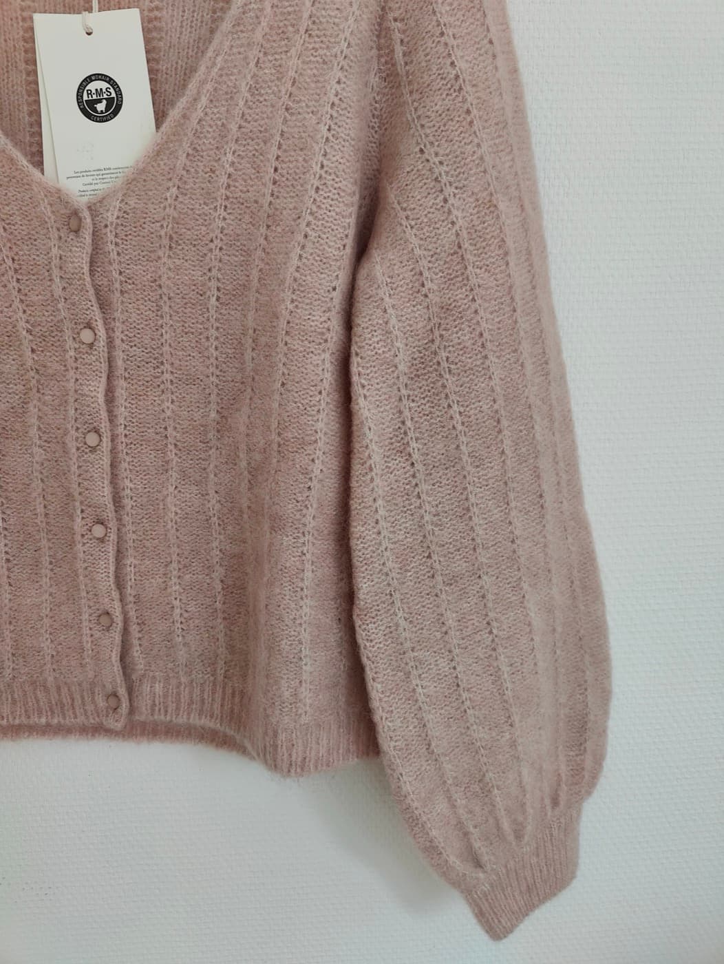 Gilet Sézane en mohair vieux rose – Taille L — photo 3