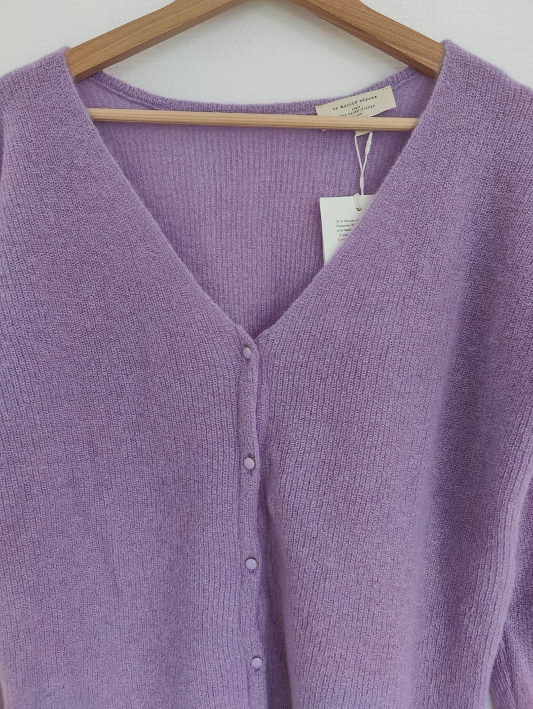 Gilet Sézane en maille douce lilas à col V – Taille M — photo 2
