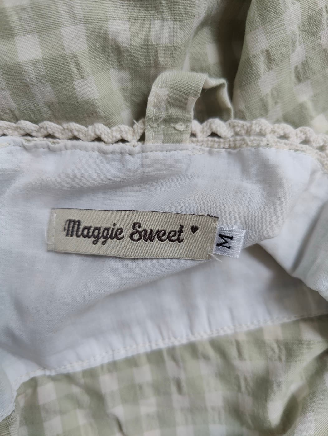 Robe Maggie Sweet à imprimé vichy vert sauge – Taille M — photo 3