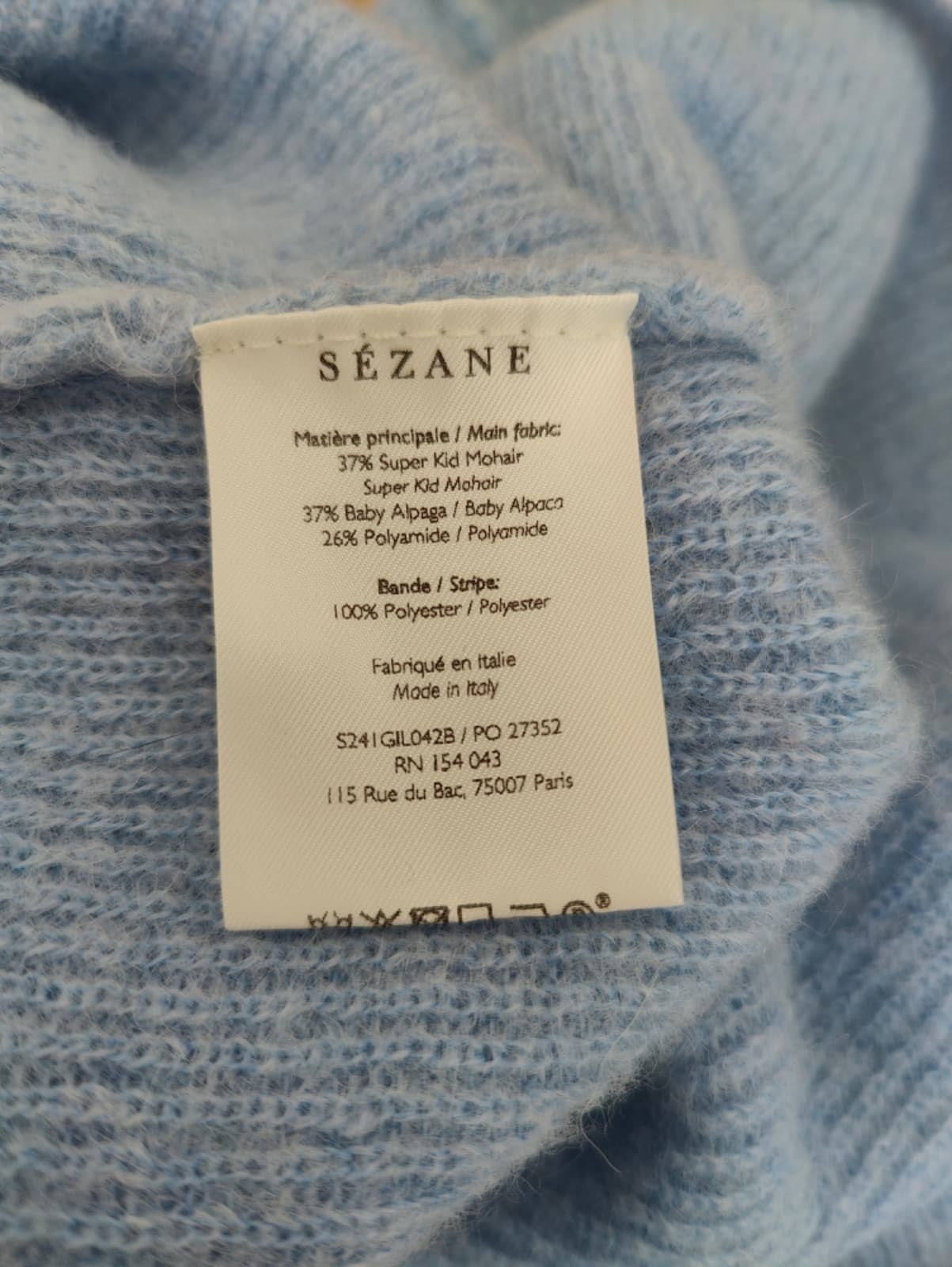 Gilet Sézane en mohair bleu ciel – Taille XXL — photo 6