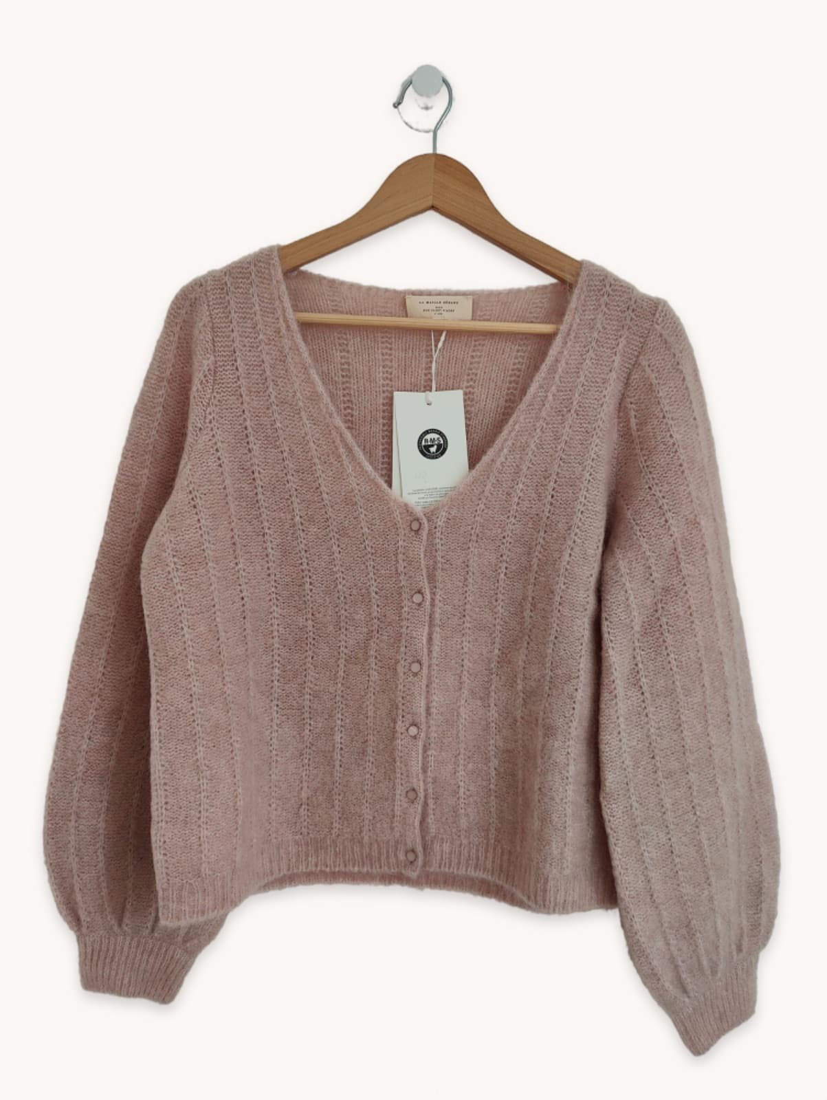 Gilet Sézane en mohair vieux rose – Taille L — photo 1