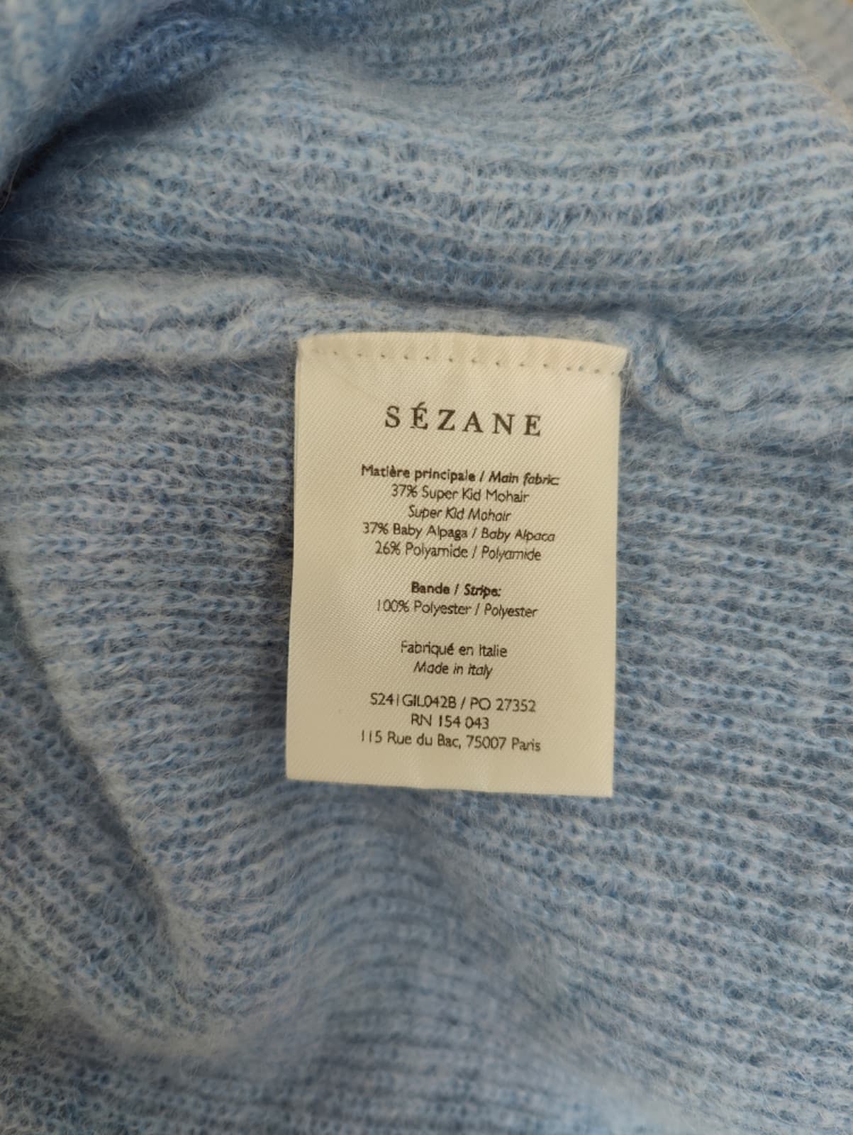 Gilet Sézane en mohair bleu ciel – Taille L — photo 6
