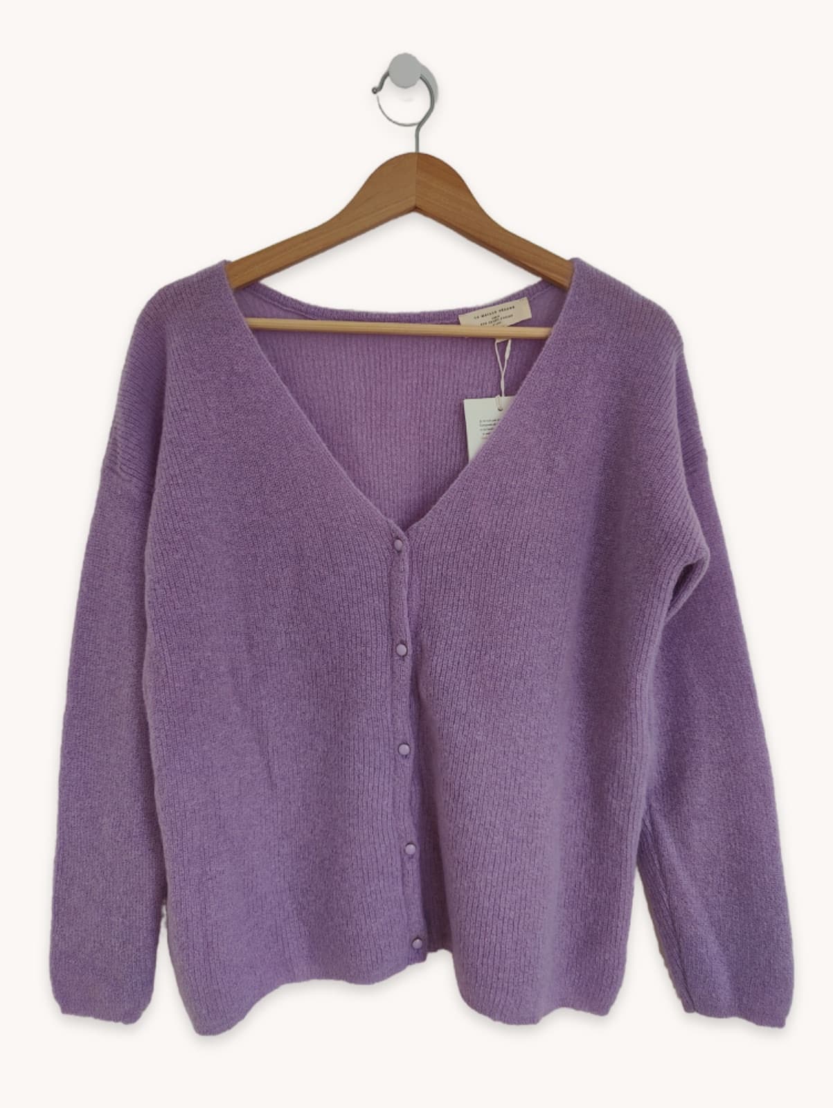 Gilet Sézane en maille douce lilas à col V – Taille M — photo 1