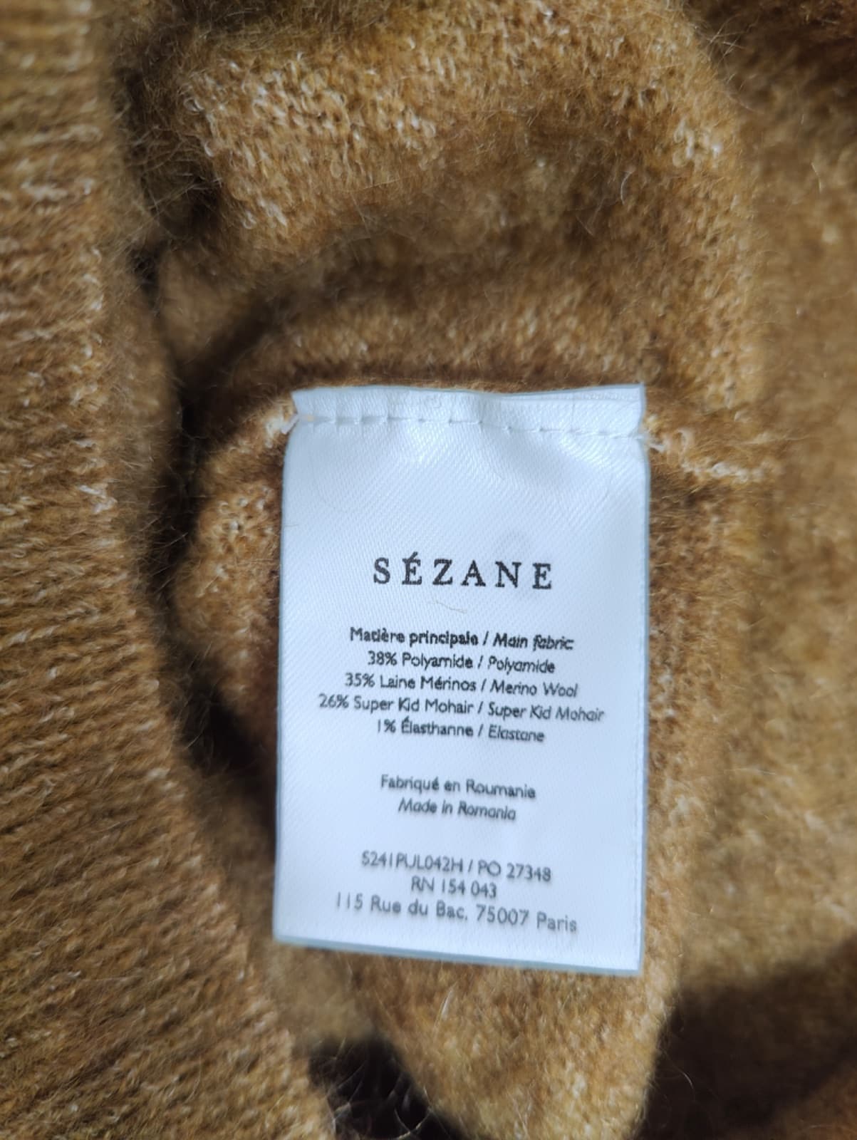Pull Sézane camel à col camionneur – Taille XS — photo 5
