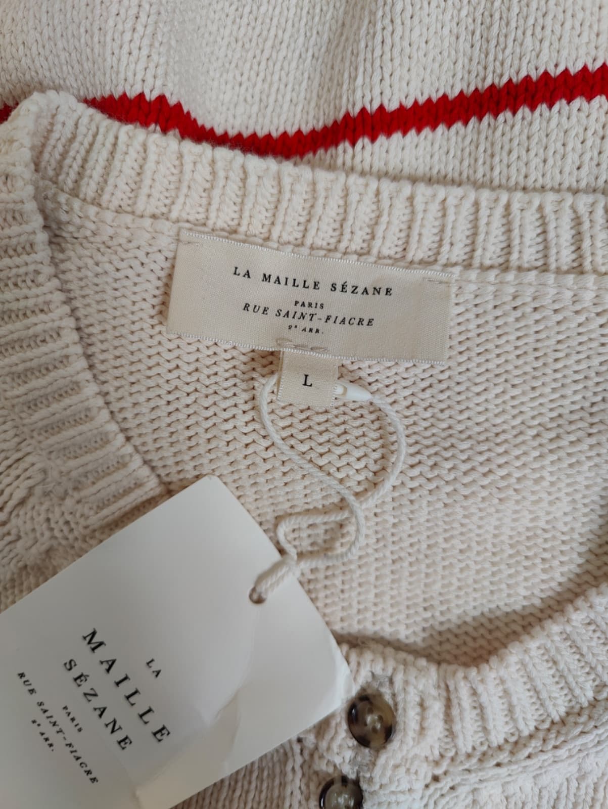 Pull Sézane écru à rayures marinières – Taille L — photo 5