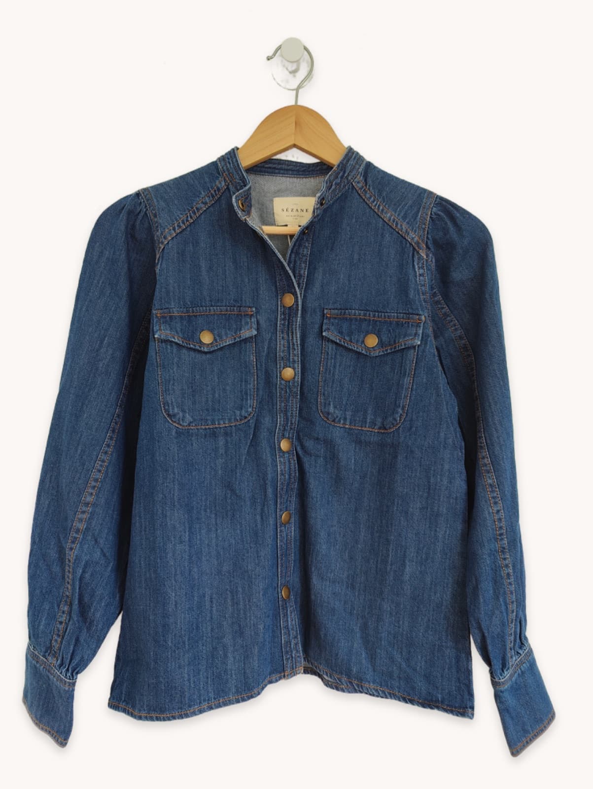 Chemise Sézane en denim à col officier – Taille 34 — photo 1