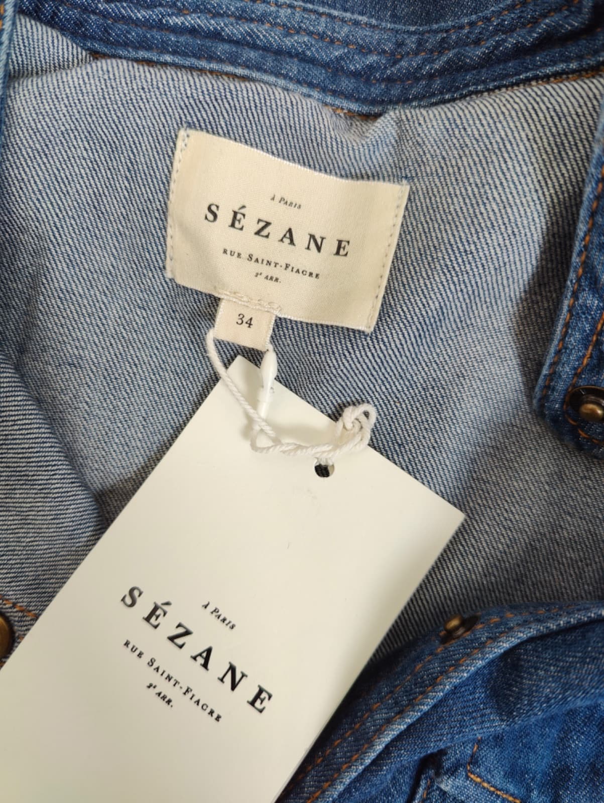 Chemise Sézane en denim à col officier – Taille 34 — photo 4