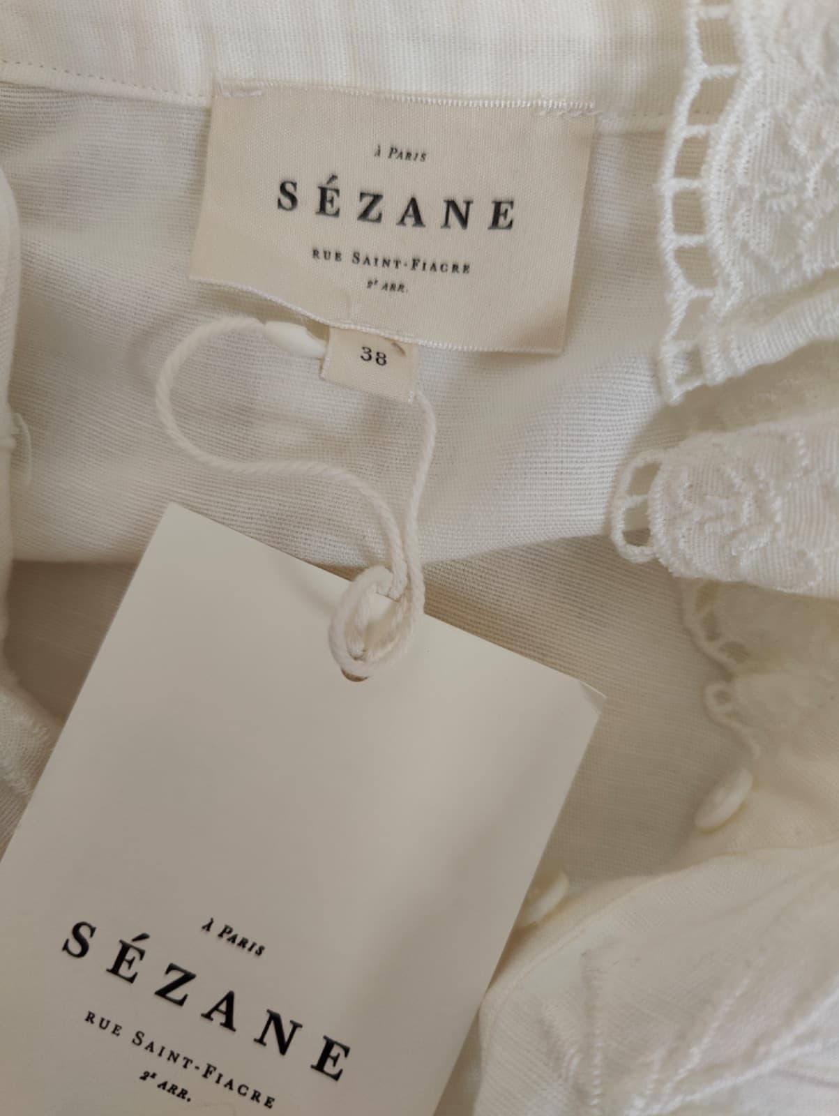 Chemise Sézane brodée écrue à col montant – Taille 38 — photo 5