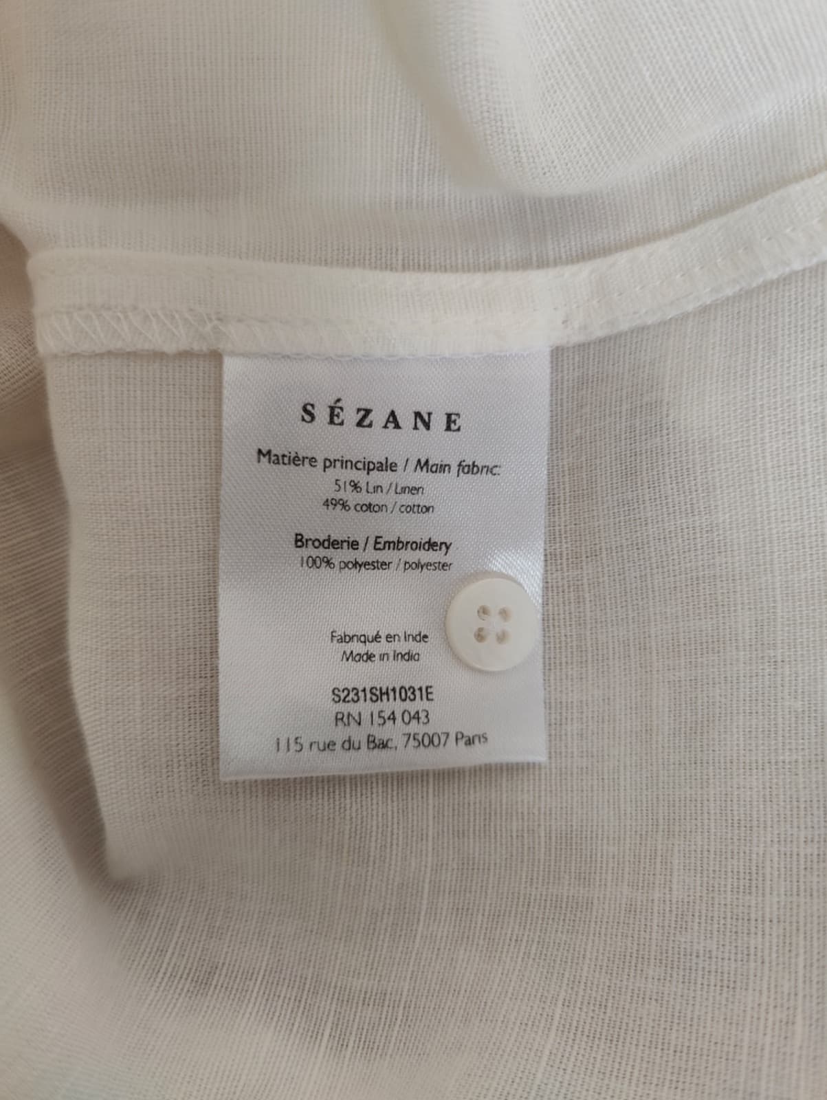 Chemise Sézane brodée écrue à col montant – Taille 38 — photo 6