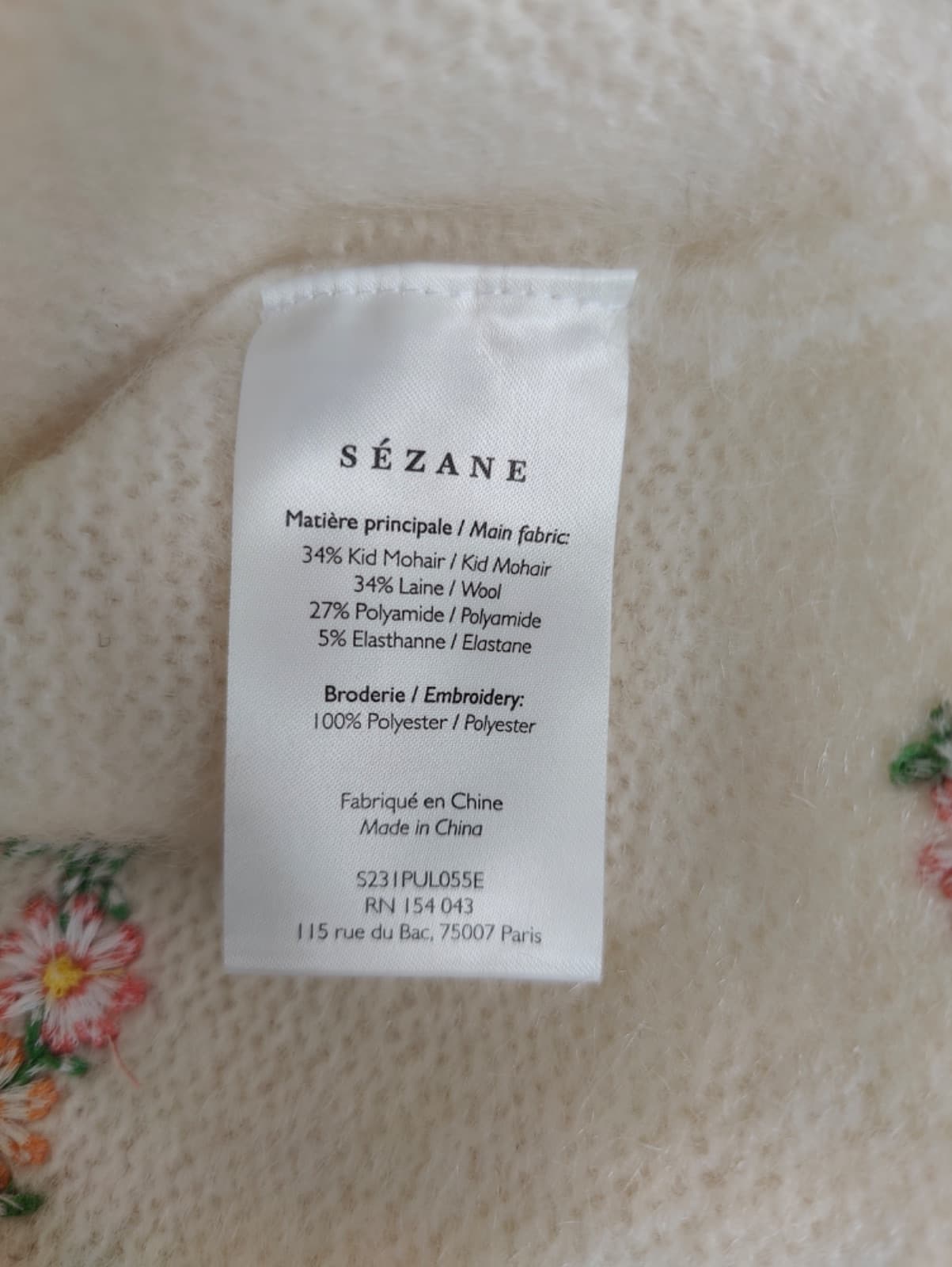 Pull Sézane écru à petites fleurs brodées – Taille M — photo 6