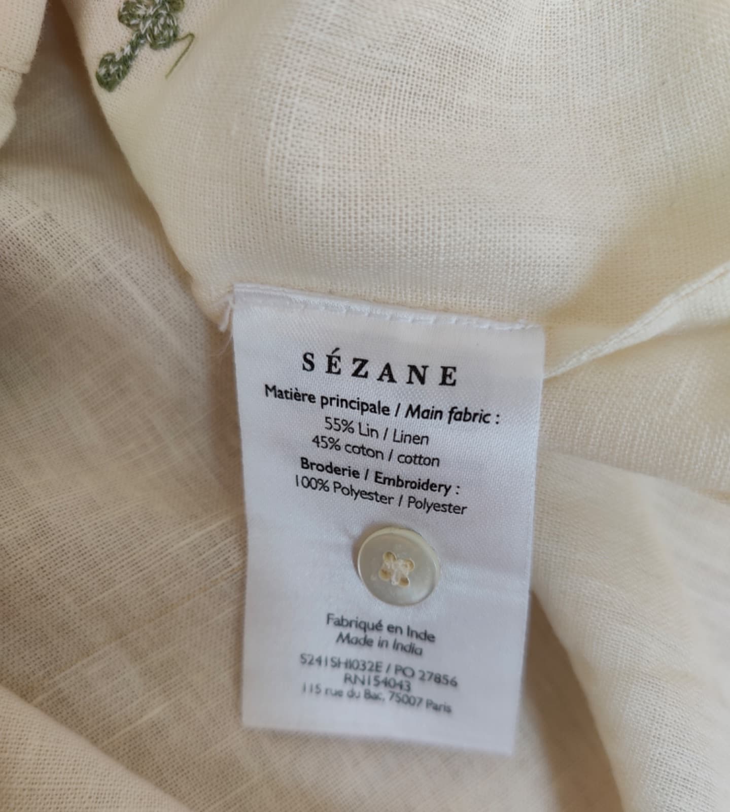 Blouse Sézane en lin à broderie florale – Taille 46 — photo 6