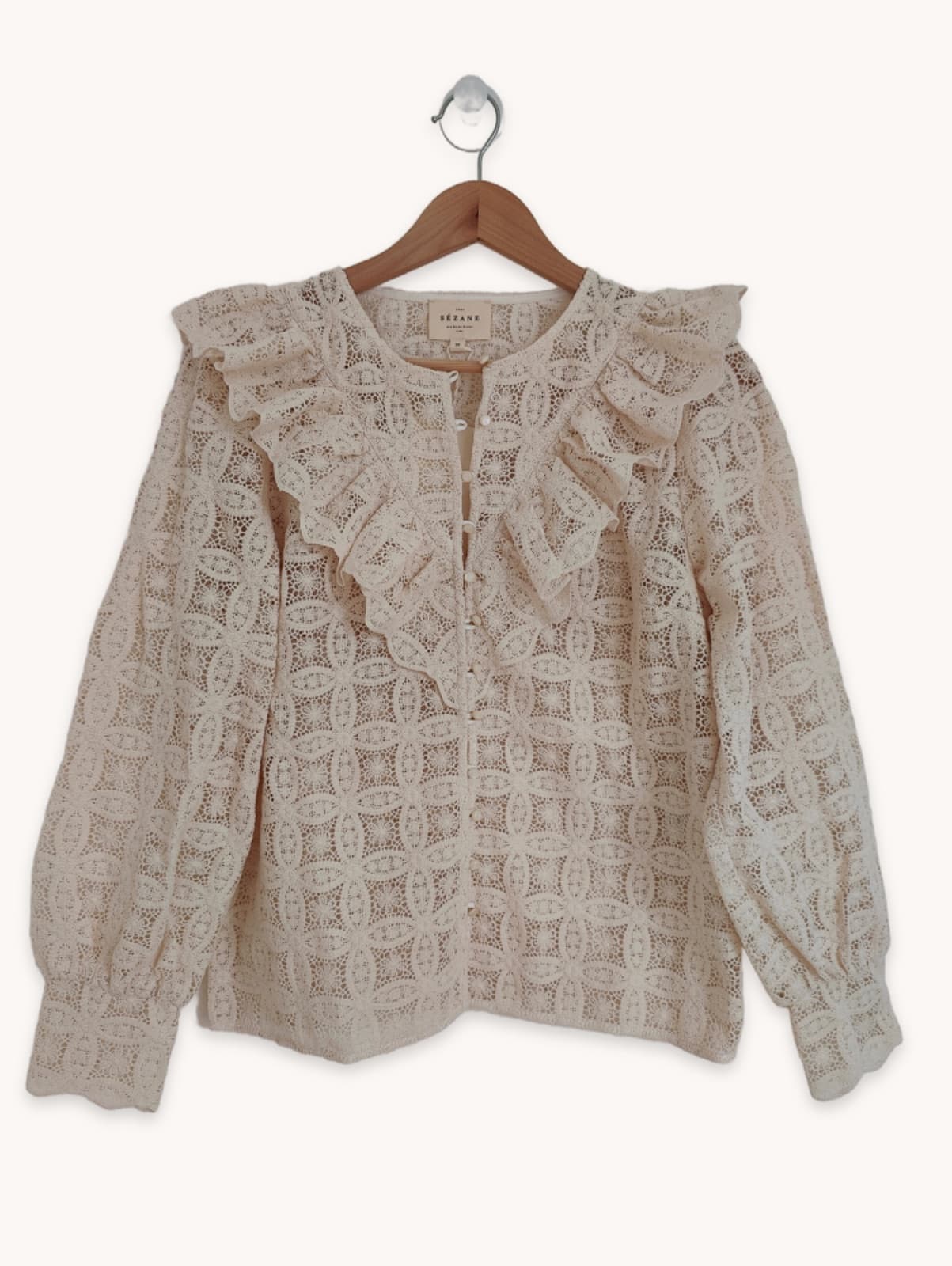 Chemise Sézane en dentelle à volants – Taille 38 — photo 1