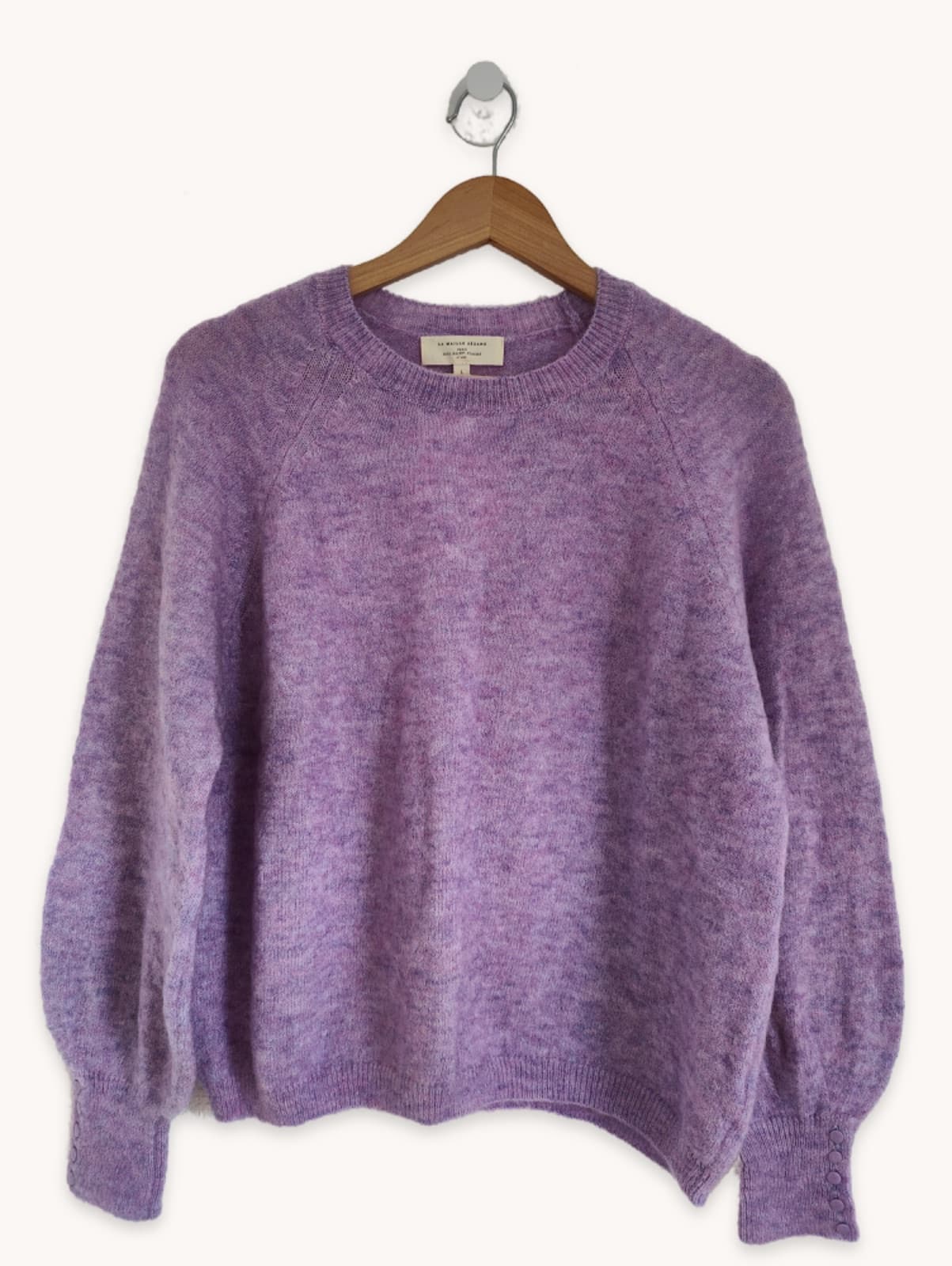 Sézane mohair trui in gemêleerd lila – Maat L
