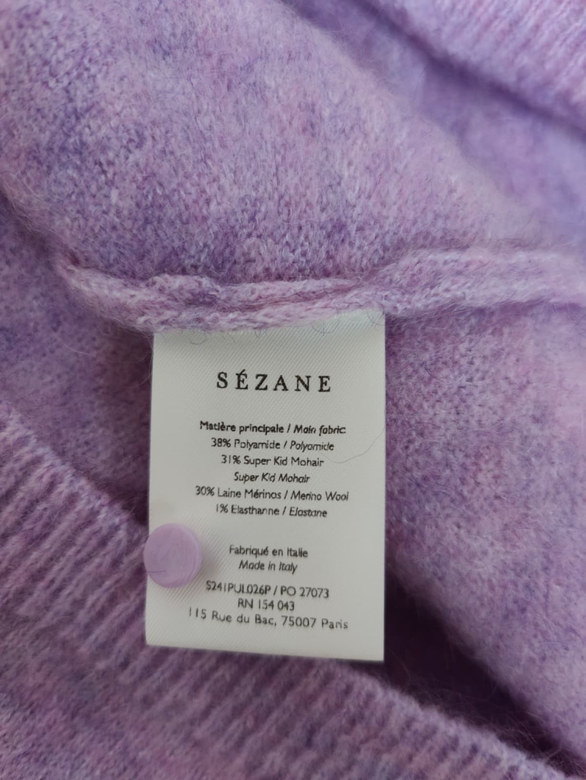 Pull Sézane en mohair lilas chiné – Taille L — photo 6