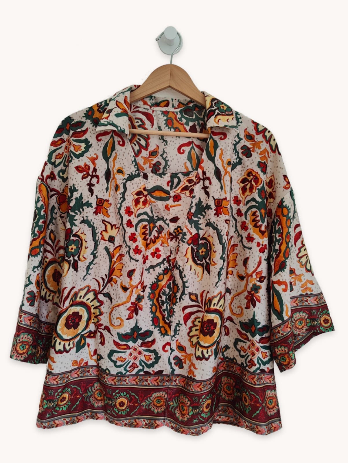 Bohemian printed blouse with sleeves – Size 42