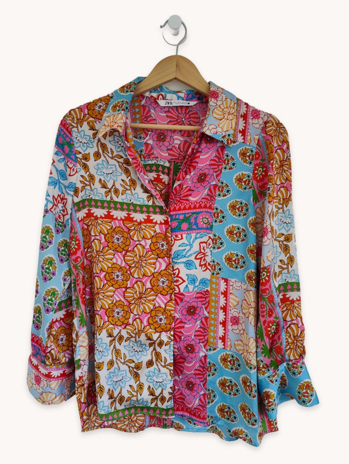 Zara shirt with floral patchwork print – Size S