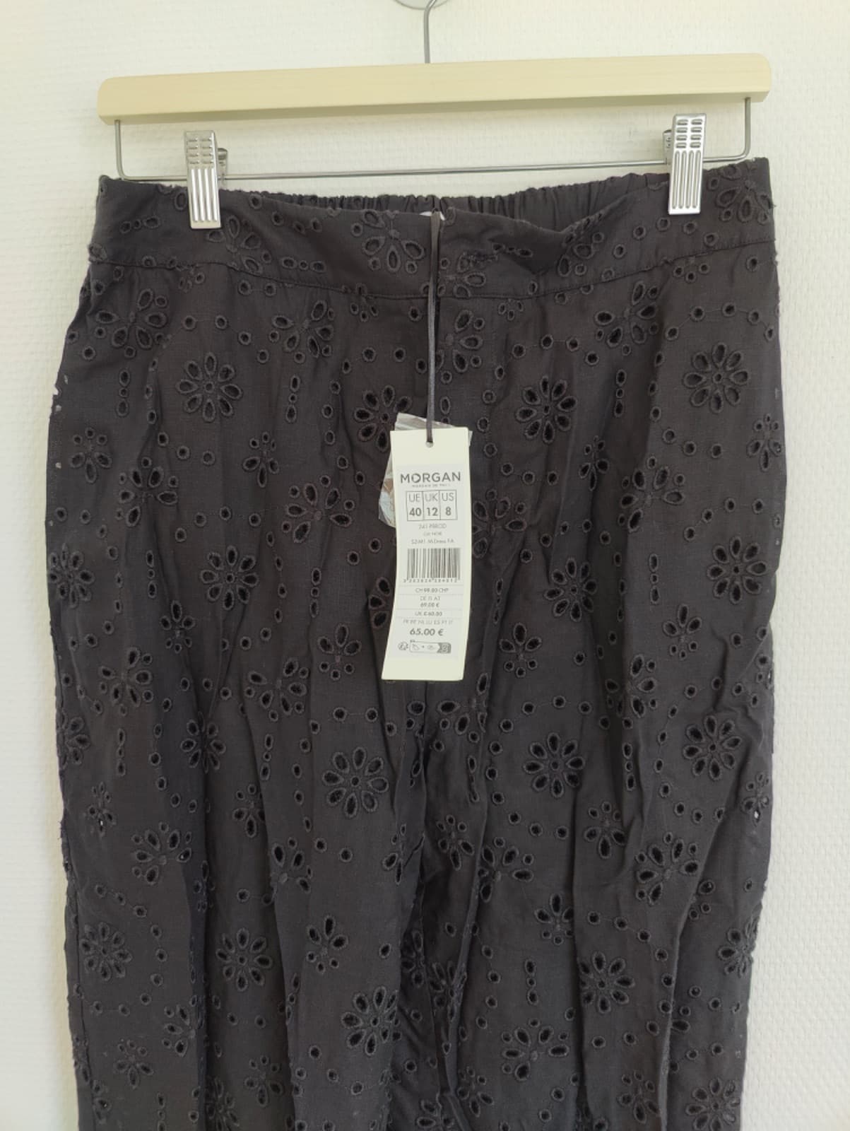 Pantalon Morgan en broderie anglaise noire – Taille 40 — photo 2