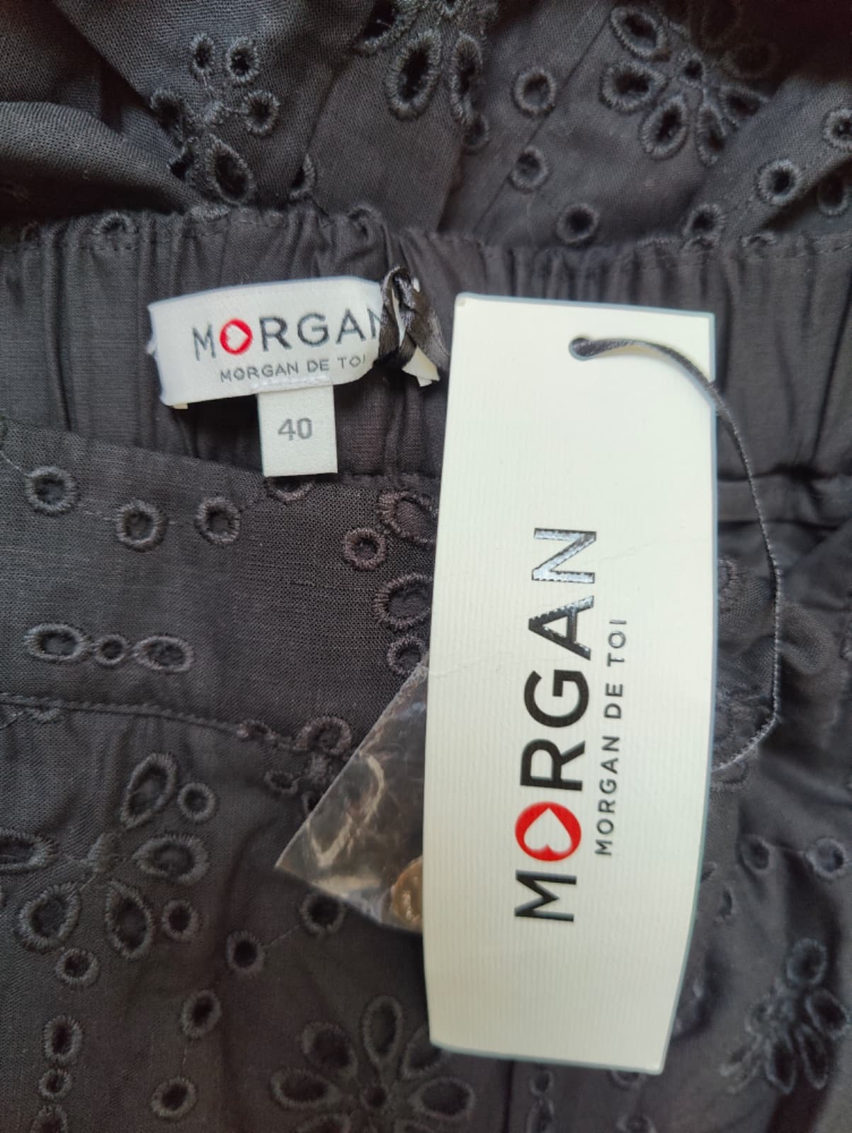 Pantalon Morgan en broderie anglaise noire – Taille 40 — photo 4