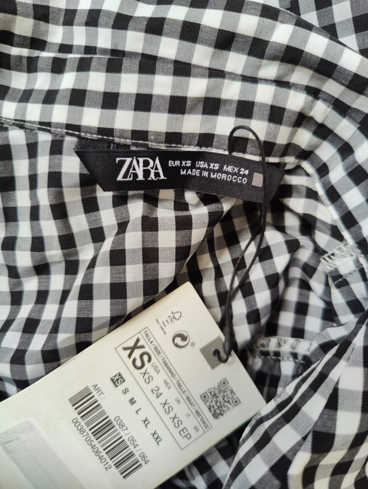 Robe Zara à imprimé vichy noir et blanc – Taille XS — photo 5