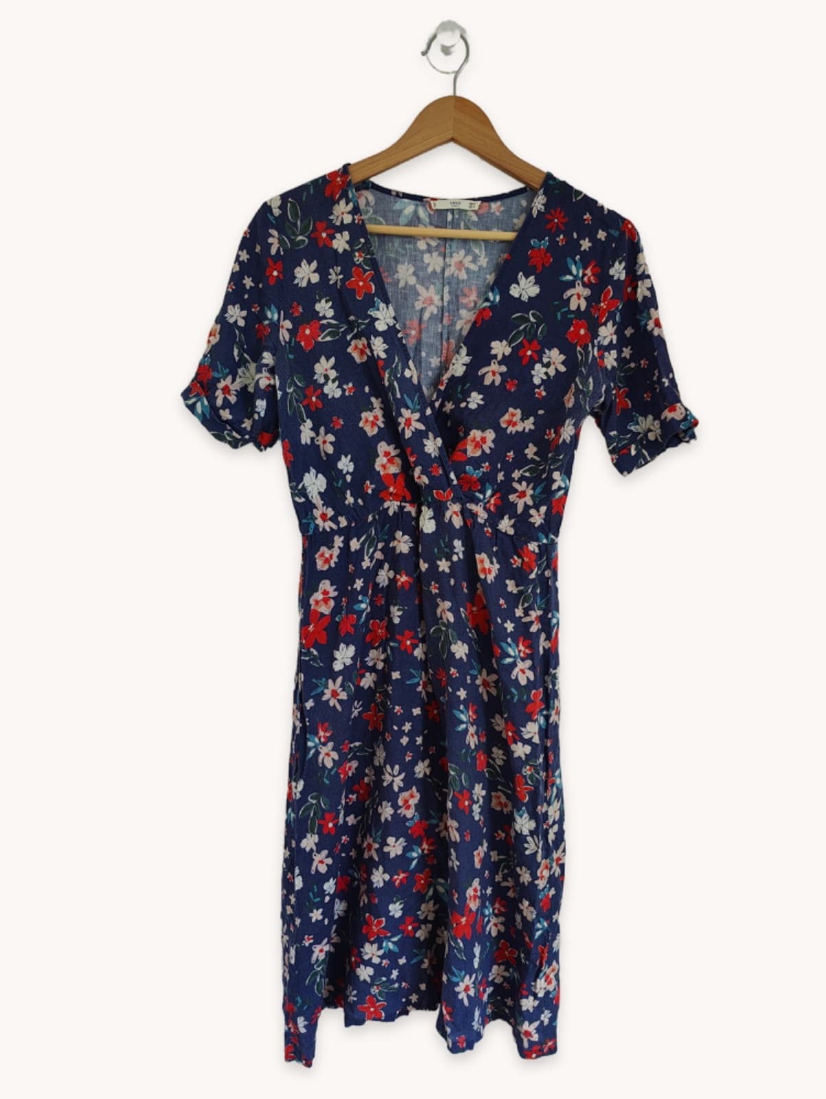 Mango jurk met bloemenprint op marineblauw – Maat M