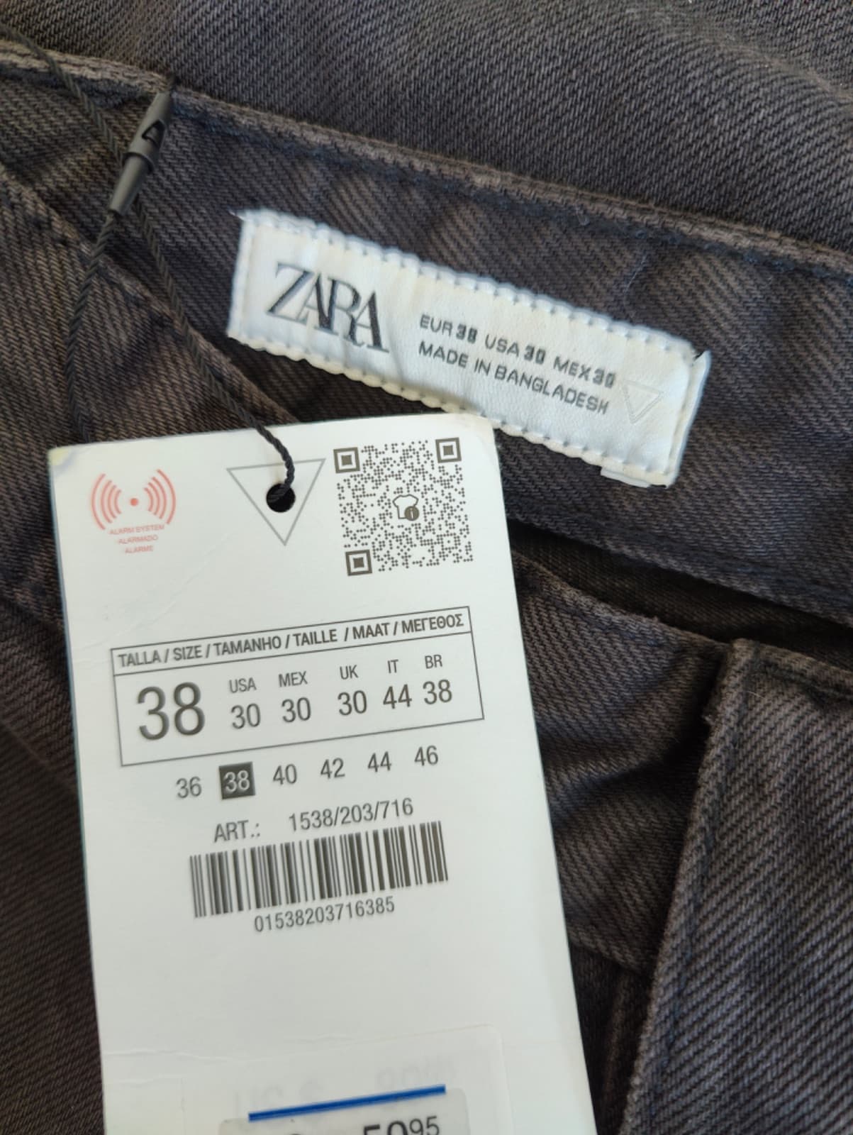 Pantalon Zara cargo en denim noir – Taille 38 — photo 4