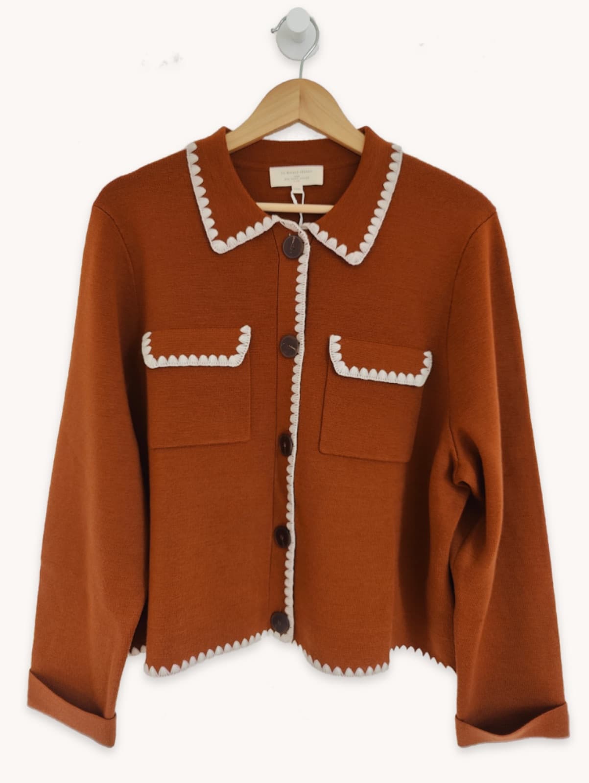 Gilet Sézane en maille côtelée rouille – Taille XXXL — photo 1
