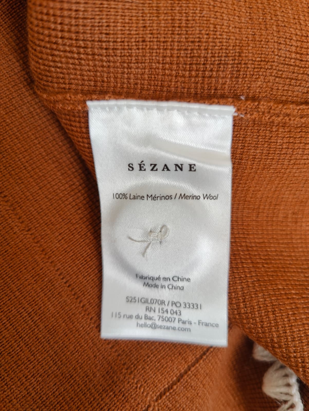 Gilet Sézane en maille côtelée rouille – Taille XXXL — photo 5