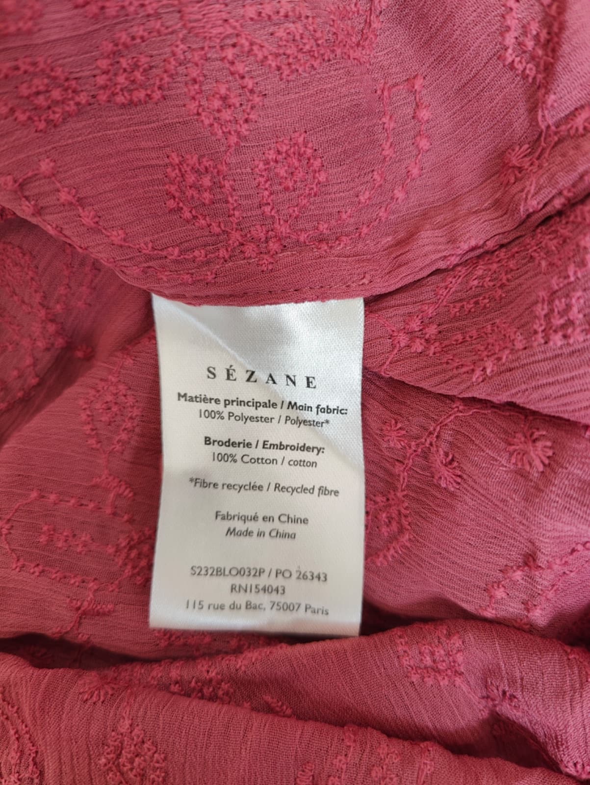 Blouse Sézane à broderie florale vieux rose – Taille 46 — photo 6