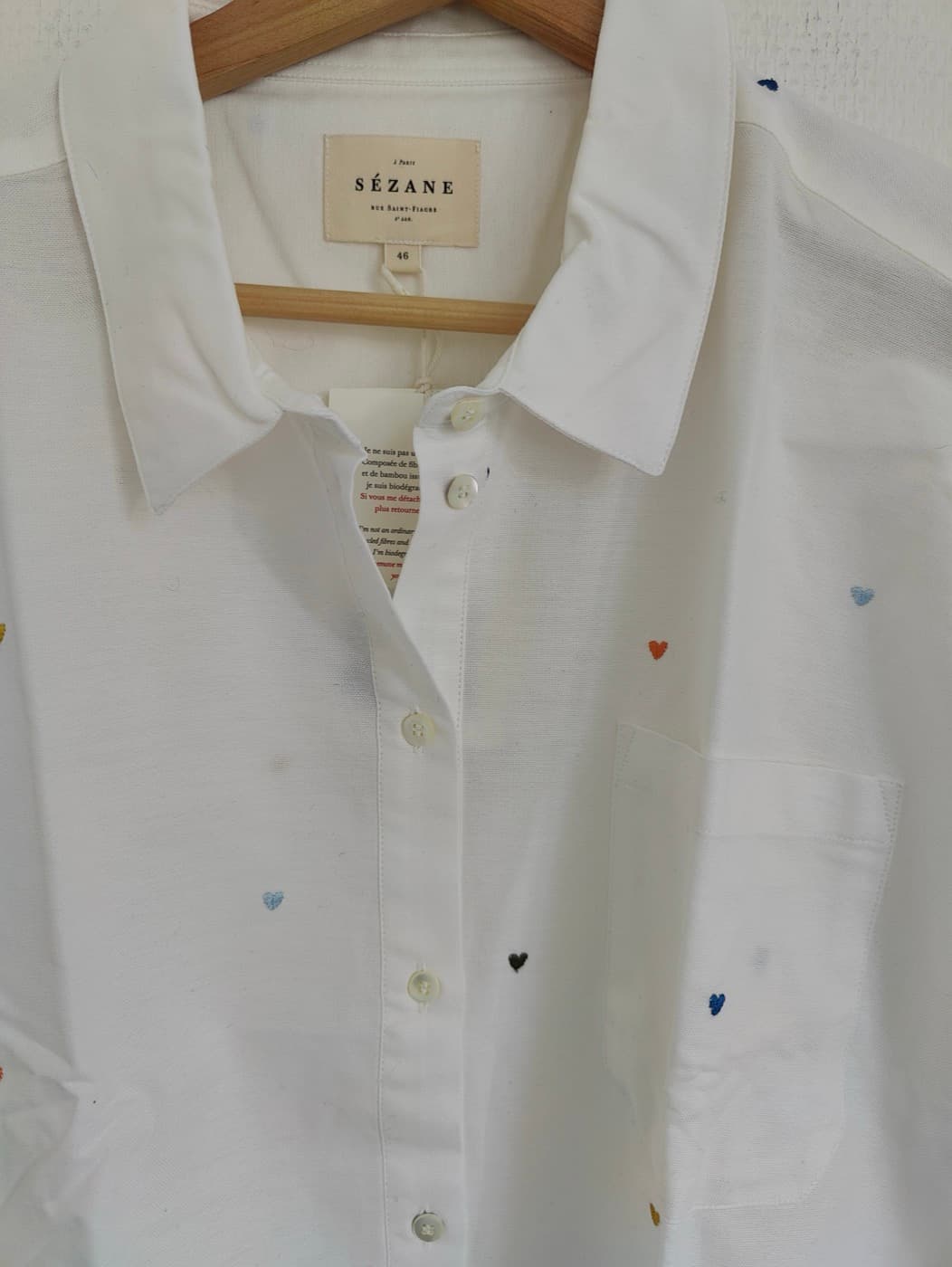 Chemise Sézane à petits cœurs brodés – Taille 46 — photo 2