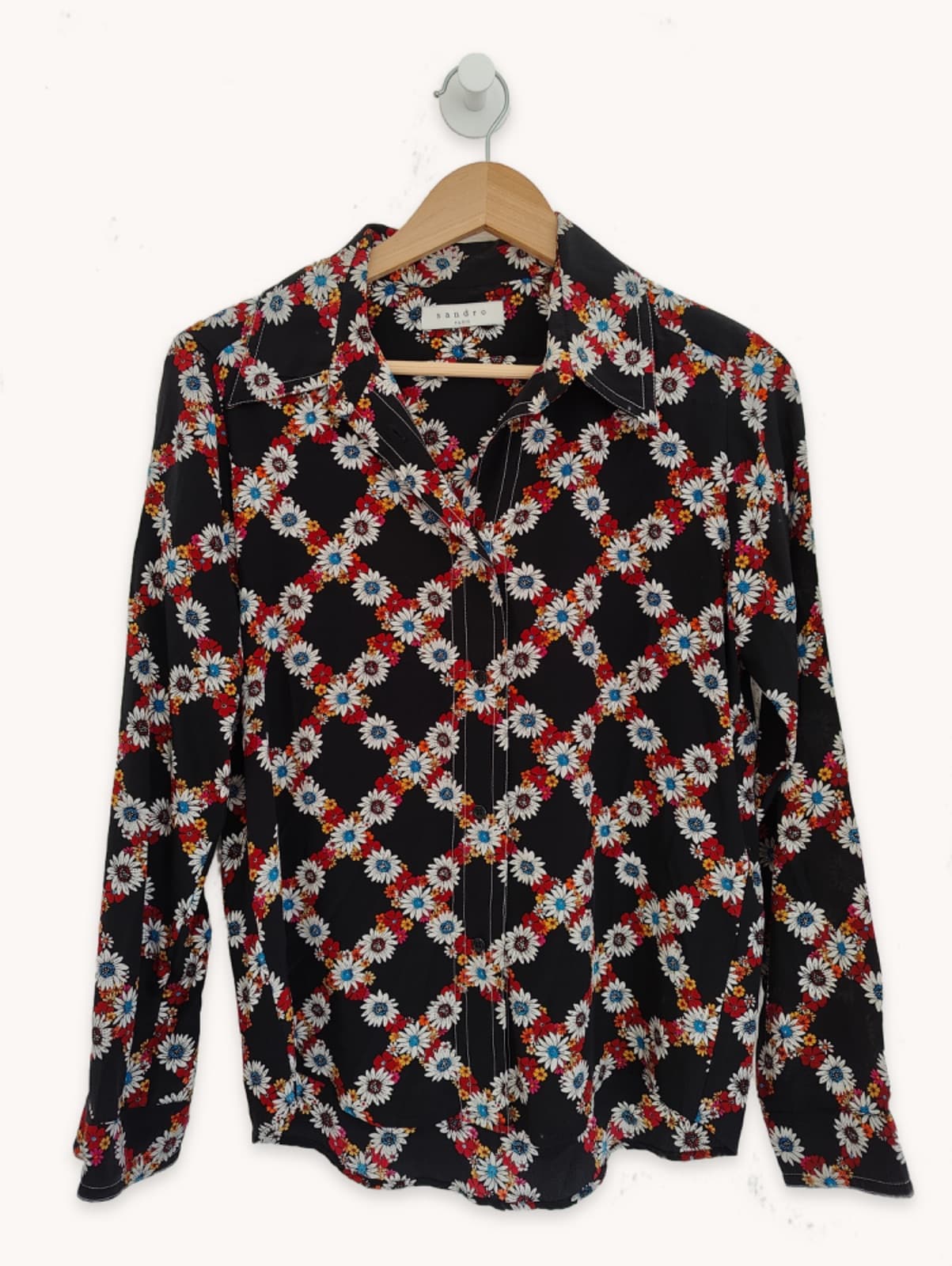 Sandro zijden blouse met bloemenprint – Maat 1