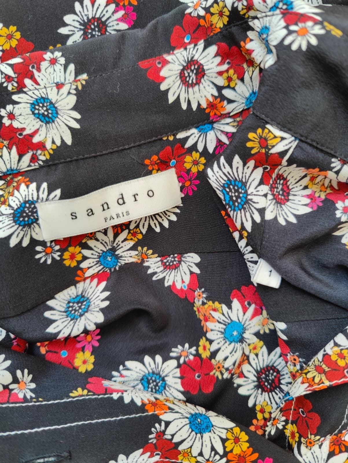 Chemise Sandro en soie imprimé floral – Taille 1 — photo 5