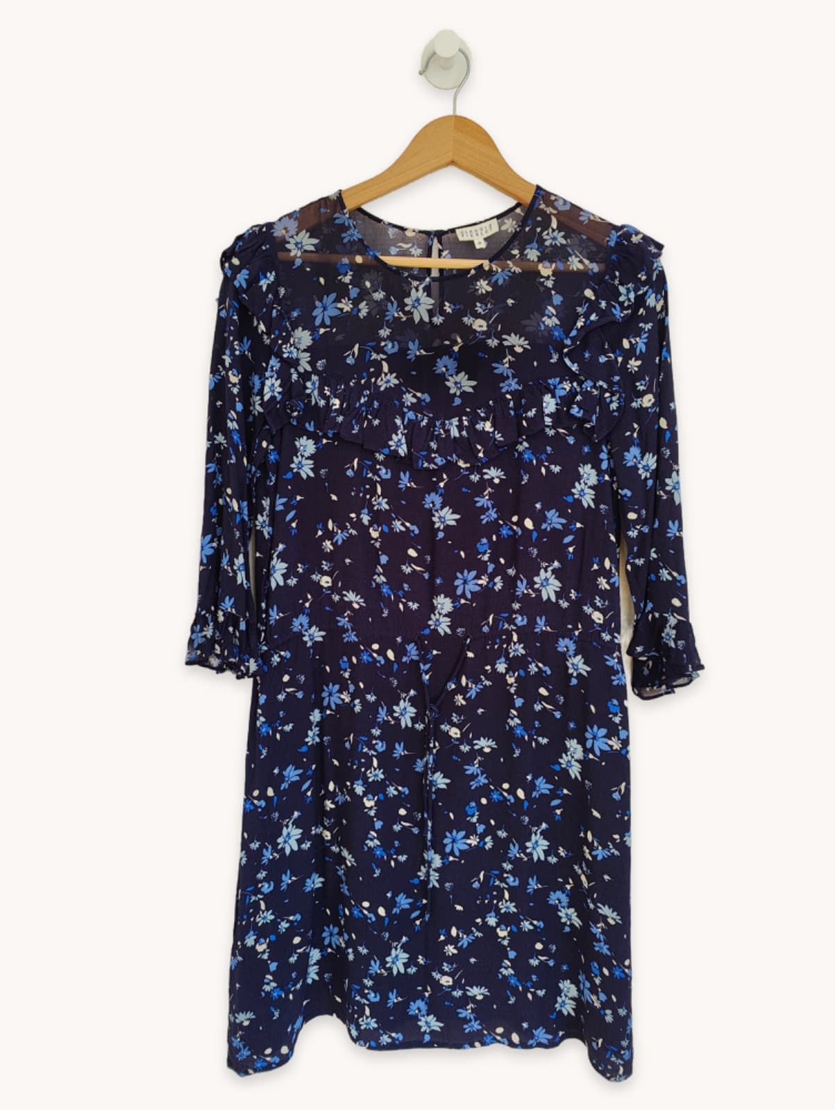 Claudie Pierlot jurk met marineblauwe bloemenprint – Maat 36
