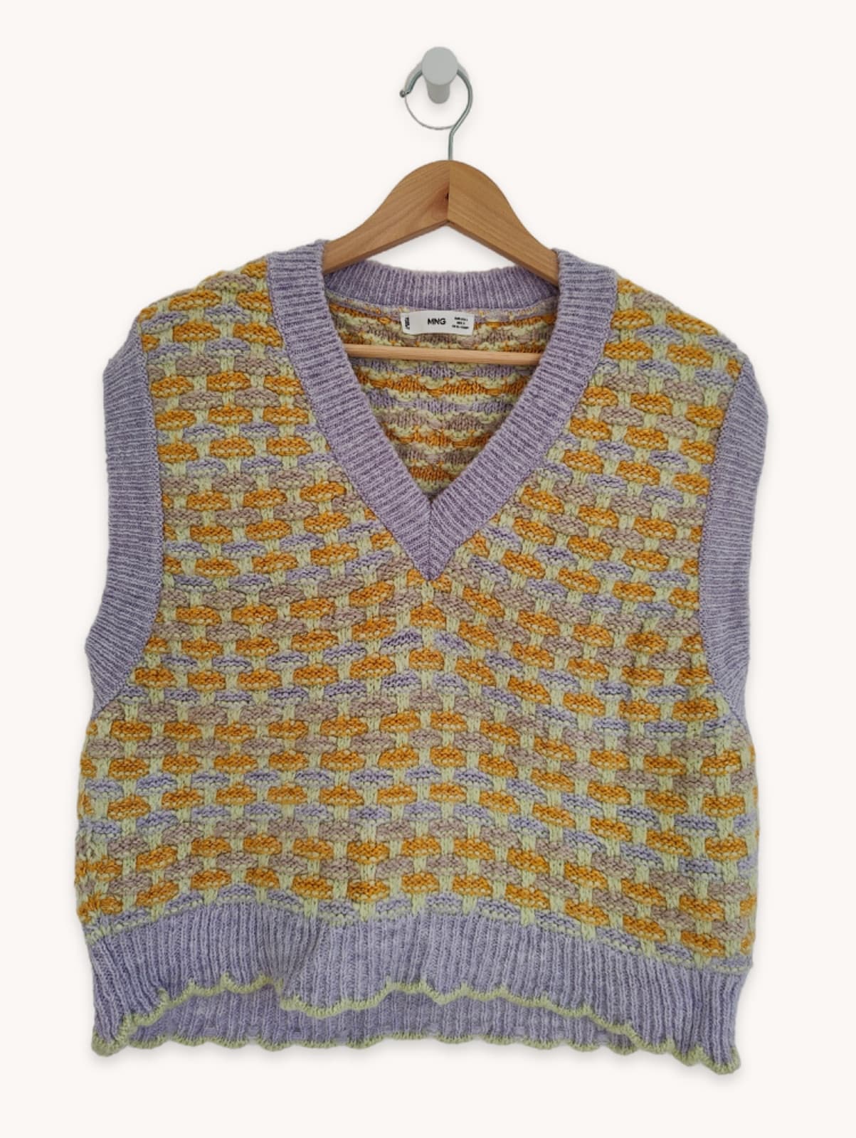 Pull Mango sans manches à motif jacquard – Taille L