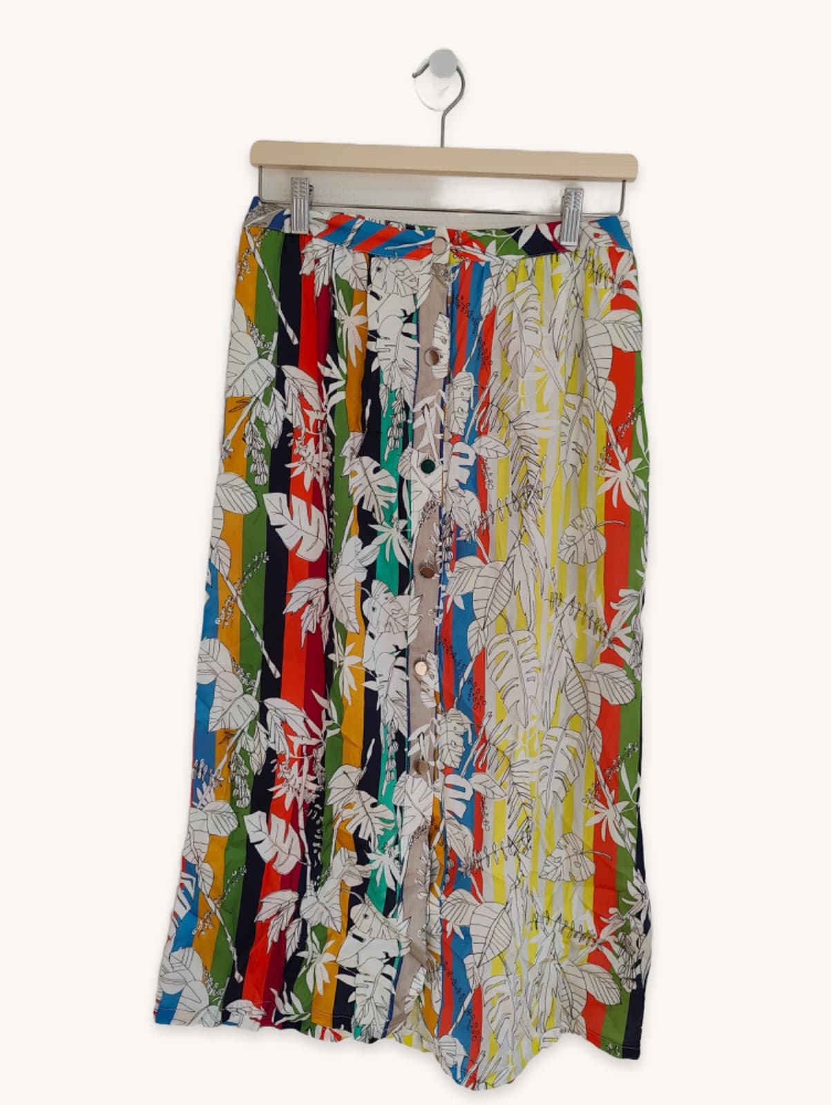 Striped Vilagallo skirt with tropical foliage – Size 38