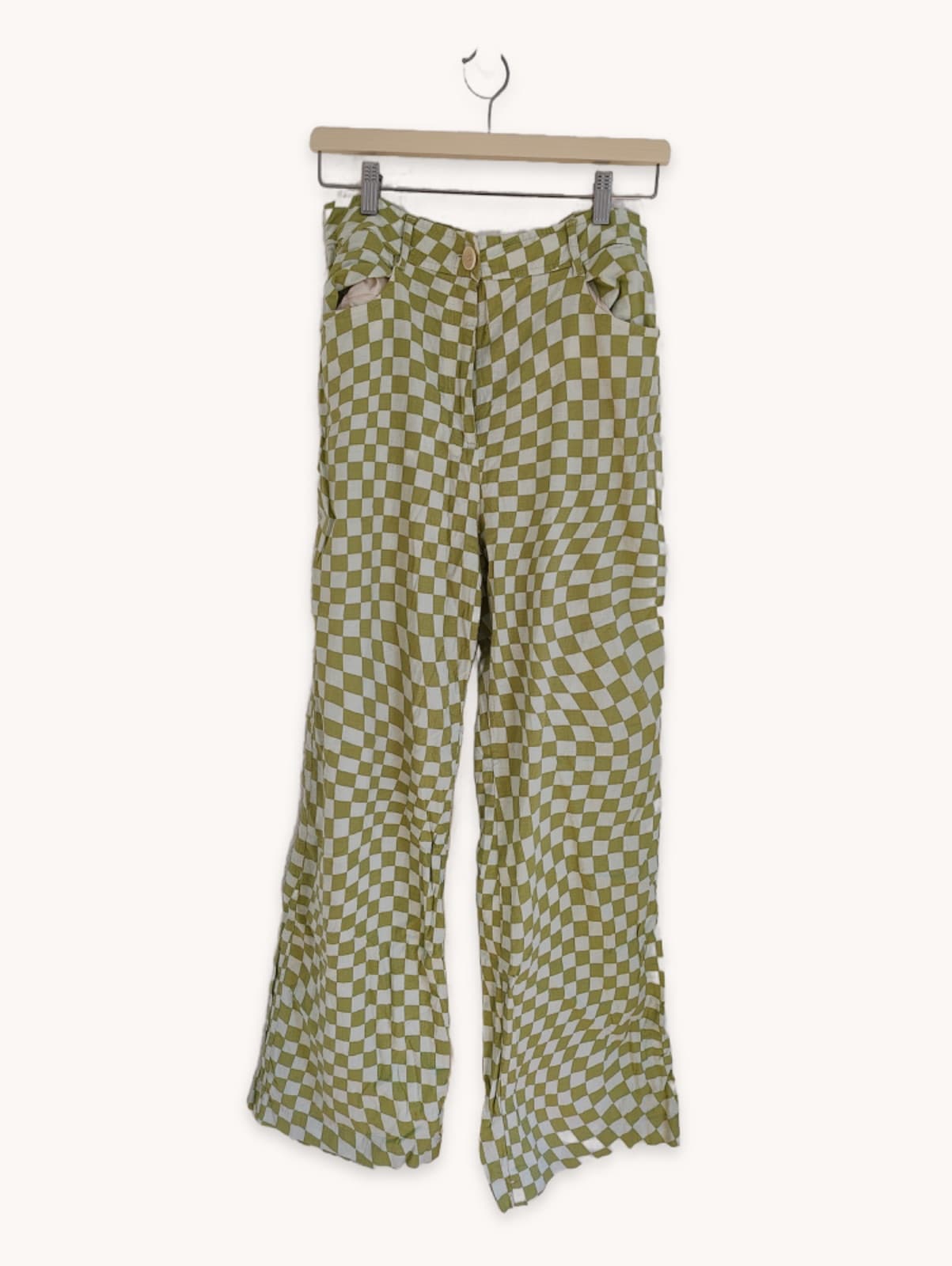 Zara broek met dambordprint – Maat L
