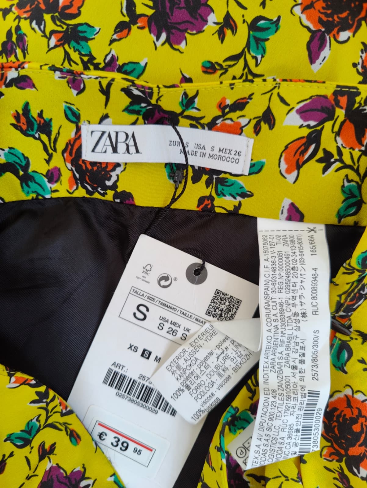 Jupe drapée Zara à imprimé floral jaune – Taille S — photo 5