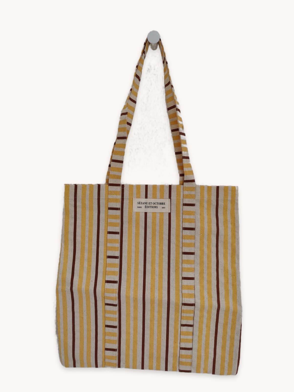 Shopper van gestreept canvas Sézane x Octobre Éditions
