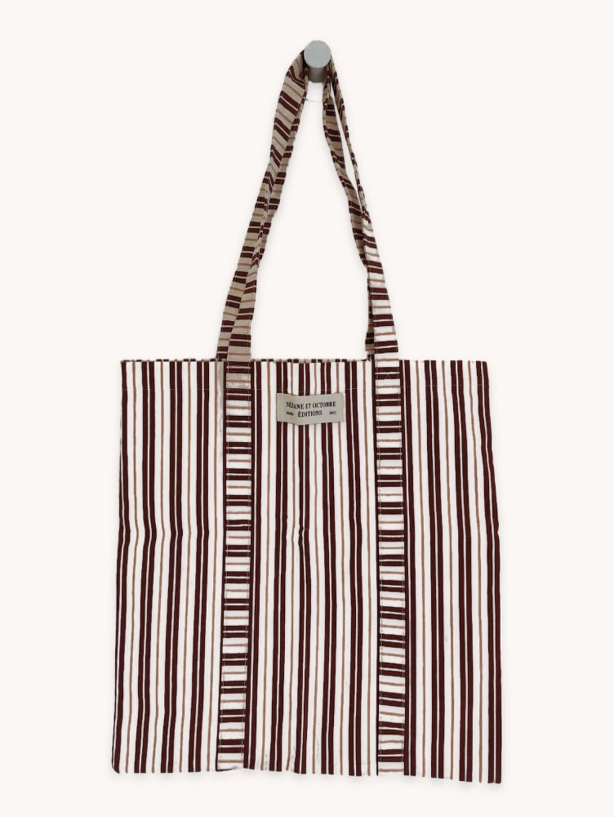 Shopper van gestreept canvas Sézane x Octobre Éditions