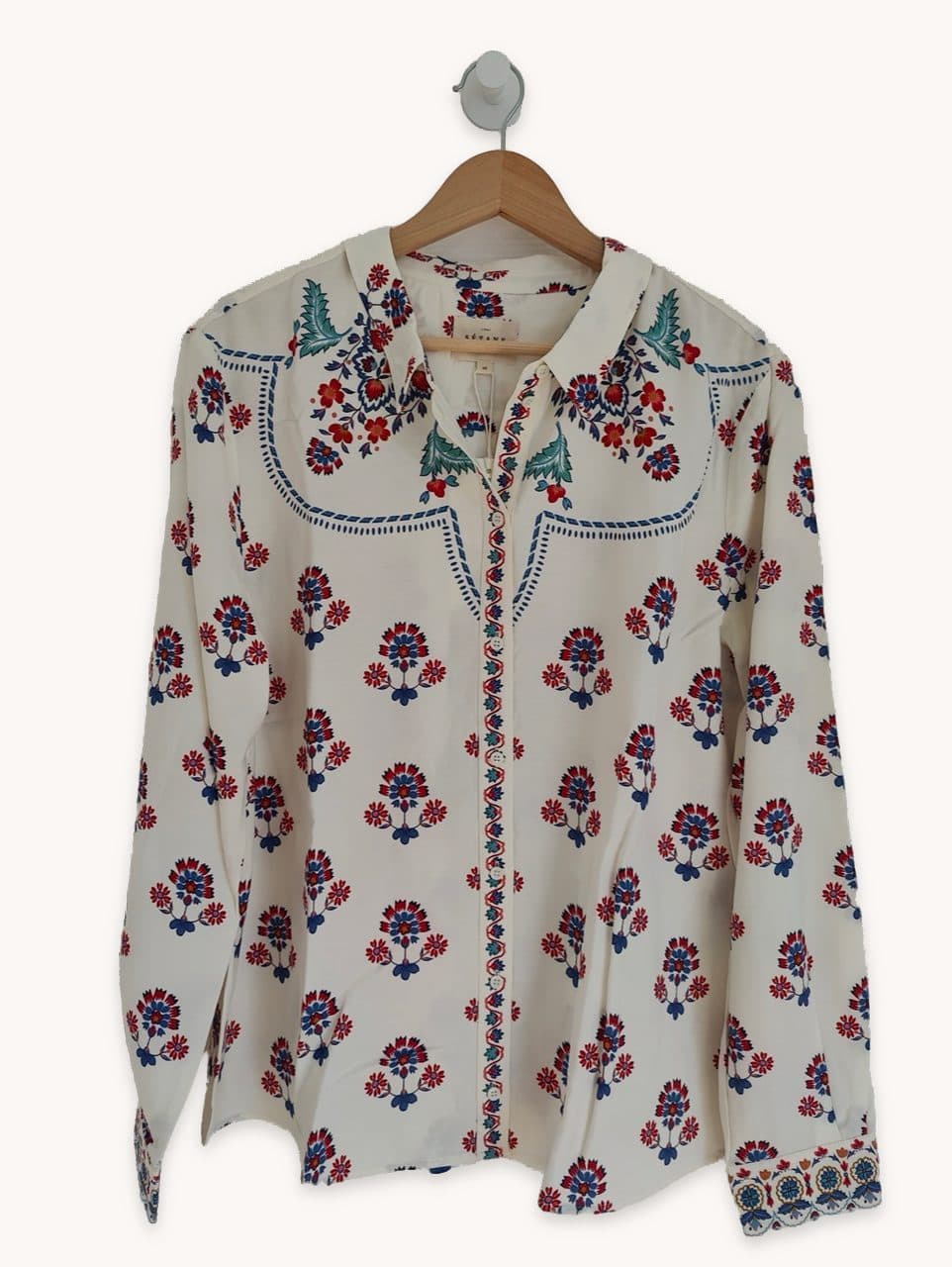 Chemise Sézane à imprimé floral rouge et bleu – Taille 46 — photo 1